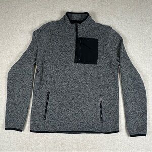 Aeropostale Mens Full Zip Sweater Gray Black Accent Casual Cotton Knit